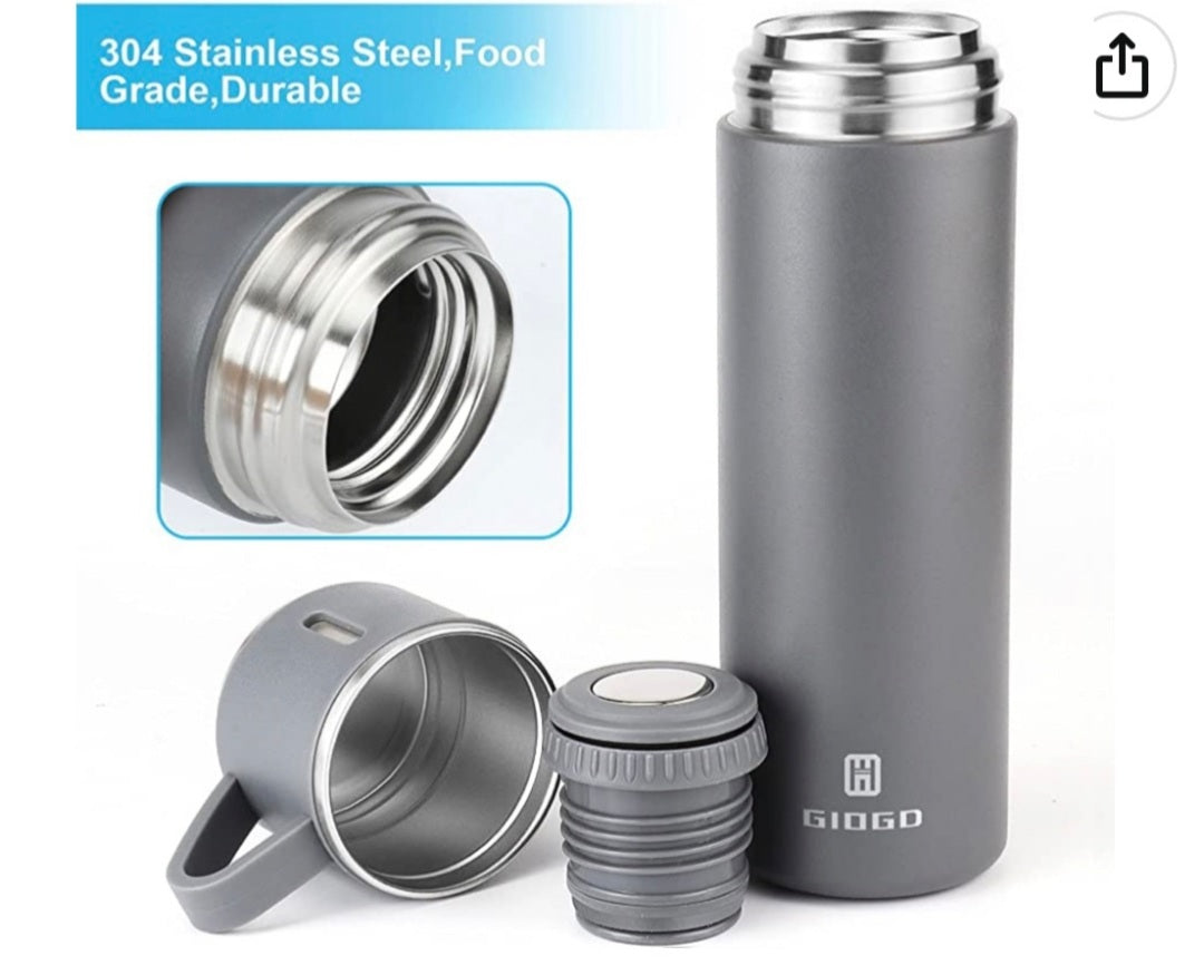 500ml Stainless Steel Vacuum Insulated Thermos Flask With 3 Cups Set.